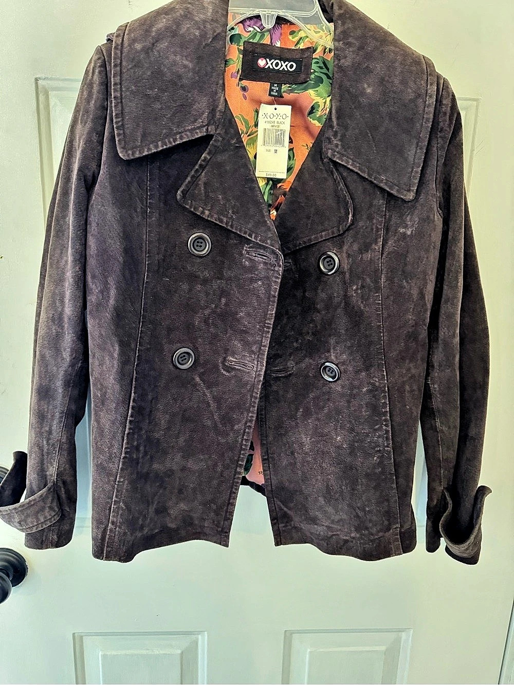 XOXO Floral Lined Jacket Brown & Pink Medium NWT